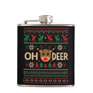 Oh Deer Ugly Christmas Sweater Flask