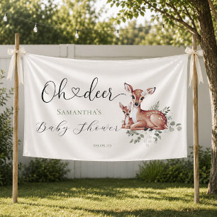 Oh deer watercolor floral baby shower banner