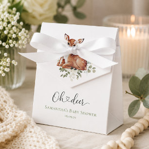 Oh deer watercolor floral baby shower favor box
