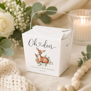 Oh deer watercolor floral baby shower favor box