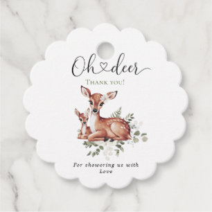 Oh deer watercolor floral baby shower  favour tags