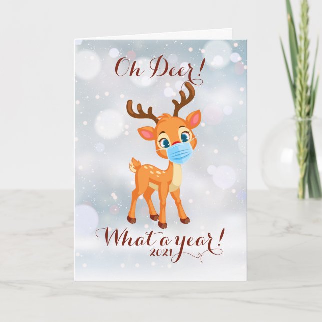 Oh Deer What A Year 2021 Christmas Holiday Card (Front)