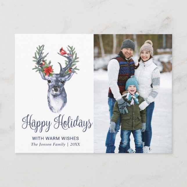Oh Deer What a Year Christmas Holiday Greeting Pos Postcard (Front)