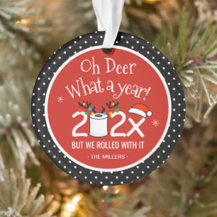 Oh Deer What A Year Christmas Ornament