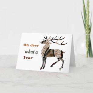 Oh Deer What A Year Folded Holiday Card