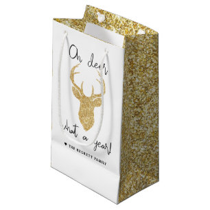 Oh Deer, What A Year! Funny Christmas Holiday Small Gift Bag