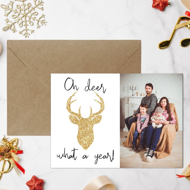 Oh Deer, What A Year! Funny Christmas Photo Holiday Card (Creator Uploaded)