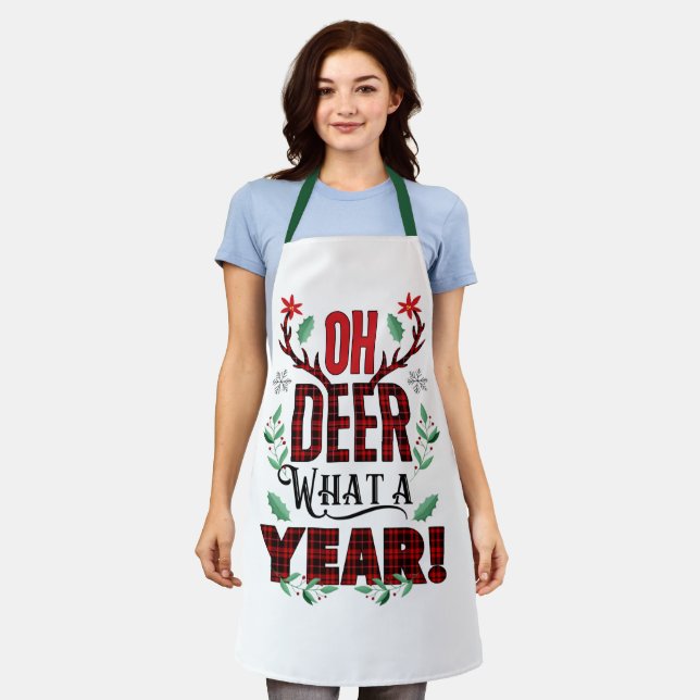 OH DEER What a Year Funny Holiday Apron (Worn)