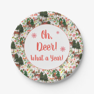 Oh, Deer What a Year Funny Holiday Paper Plate