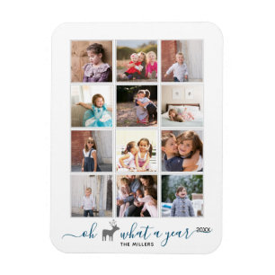 Oh deer what a year in review photo collage blue magnet