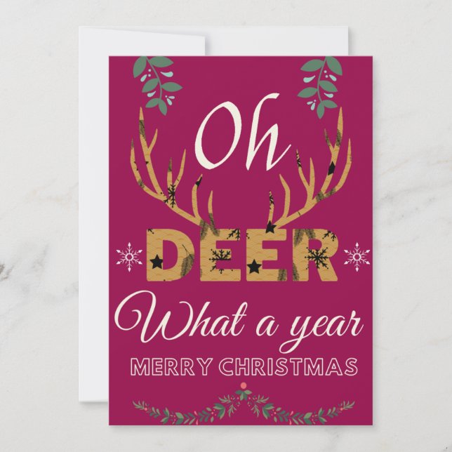 Oh deer what a year Merry Christmas Holiday Card (Front)