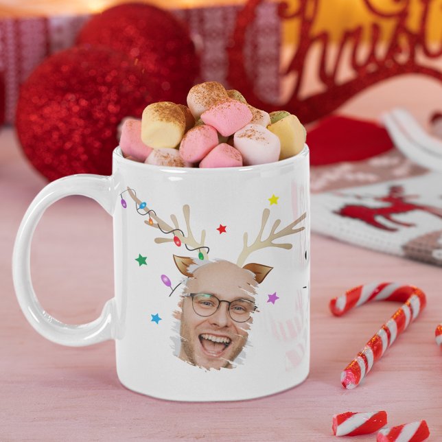 Oh Deer What A Year! Reindeer Fun Photo Christmas Coffee Mug (Creator Uploaded)