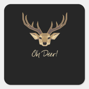 Oh Deer Whimsical Artistic Expression Square Sticker