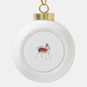 Oh Deer Whimsical Creative Design  Ceramic Ball Christmas Ornament