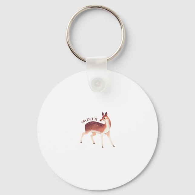 Oh Deer Whimsical Creative Design Keychain (Front)