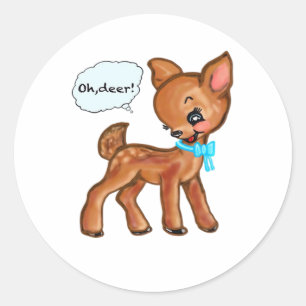 Oh Deer Whimsical Forest Vibe  Classic Round Sticker