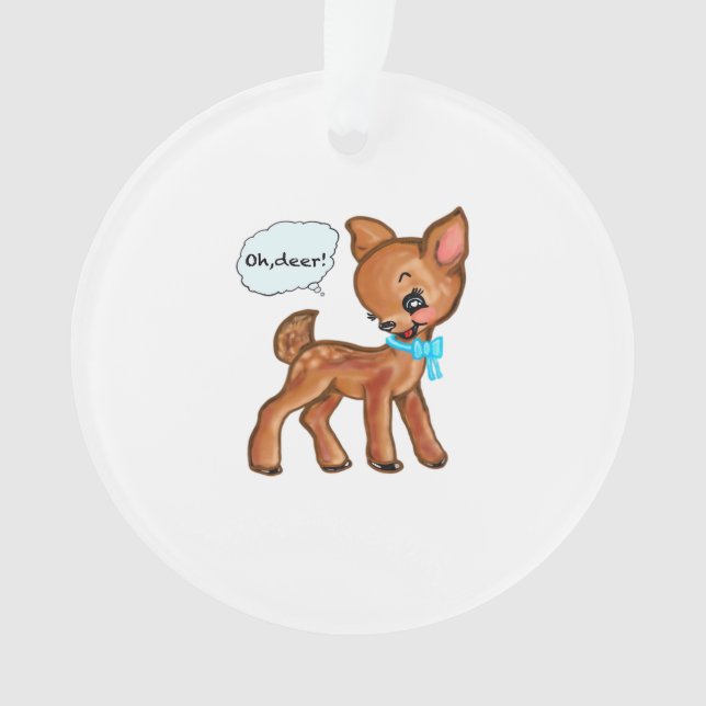Oh Deer Whimsical Forest Vibe Ornament (Front)