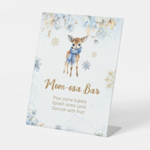 Oh Deer Winter Baby Boy Shower Mom-osa Bar Pedestal Sign
