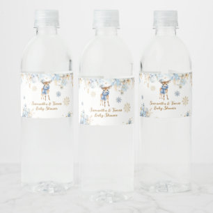 Oh Deer Winter Baby Boy Shower Welcome Water Bottle Label