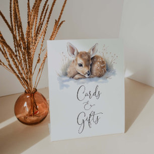 Oh Deer Winter Baby Shower Cards And Gifts Pedestal Sign