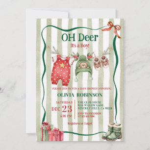 Oh Deer Winter Clothesline Baby Shower  Invitation