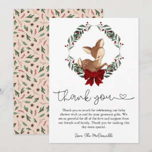 Oh Deer Winter Greenery Baby shower Carte de remer