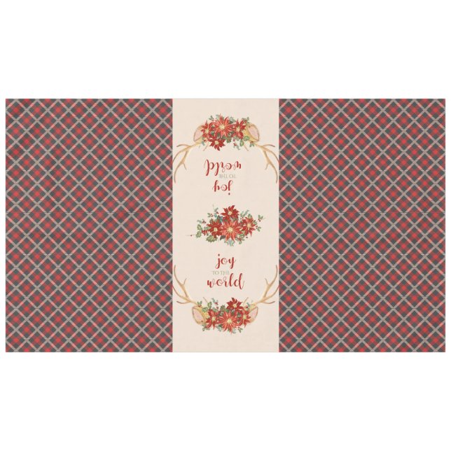 Oh Deer Woodland Antlers on Plaid Tablecloth (Front (Horizontal))