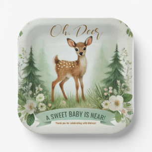 Oh, Deer! Woodland Baby Shower Party Paper Plate