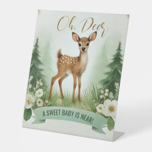 Oh, Deer! Woodland Baby Shower Party Pedestal Sign