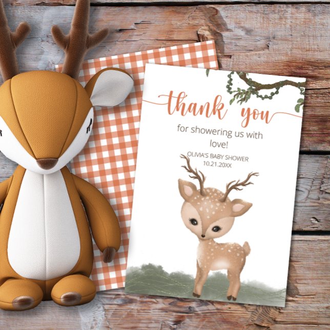 Oh Deer Woodland baby shower thank you Card (Creator Uploaded)