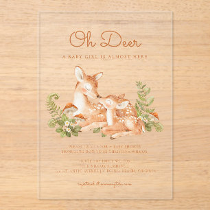 Oh Deer Woodland Forest Baby Shower  Acrylic Invitations
