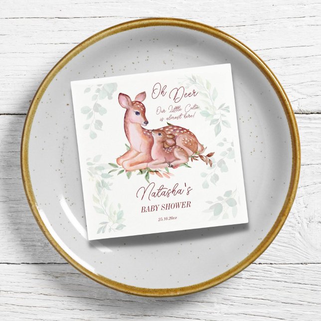 Oh deer woodlands baby shower napkin (Oh deer baby shower napkins cute baby deer mother doe woodlands themed baby shower tableware)