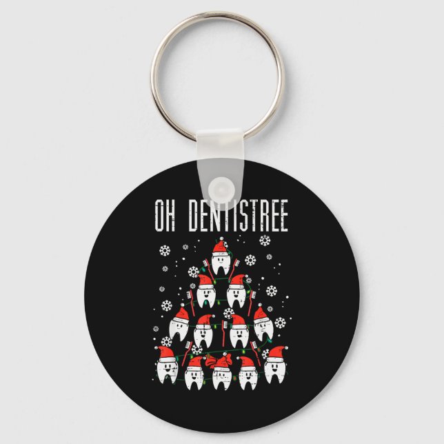 Oh Dentistree Christmas Tree Teeth Dentistry Denta Keychain (Front)