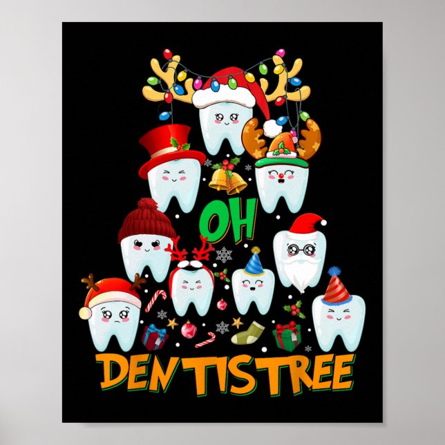 Oh Dentistree Fun Christmas Tree Dental Hygiene Xm Poster (Front)