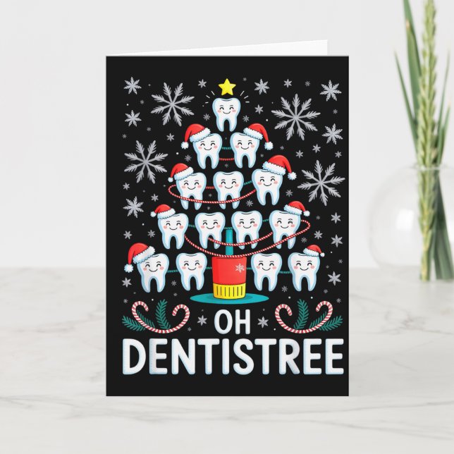 Oh Dentistree - Funny Christmas Tree Dental Hygien Card (Front)
