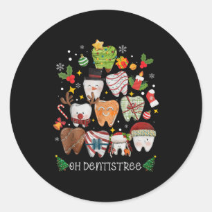Oh Dentistree Merry Christmas Dental Funny Teeth T Classic Round Sticker