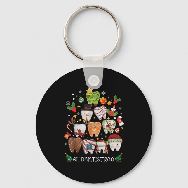 Oh Dentistree Merry Christmas Dental Funny Teeth T Keychain (Front)