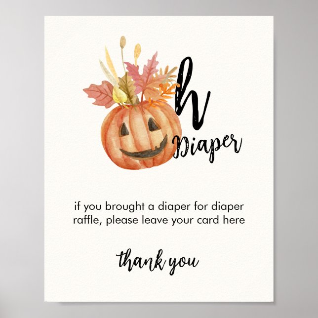 Oh Diaper! Halloween Fall Pumpkin Raffle Sign (Front)