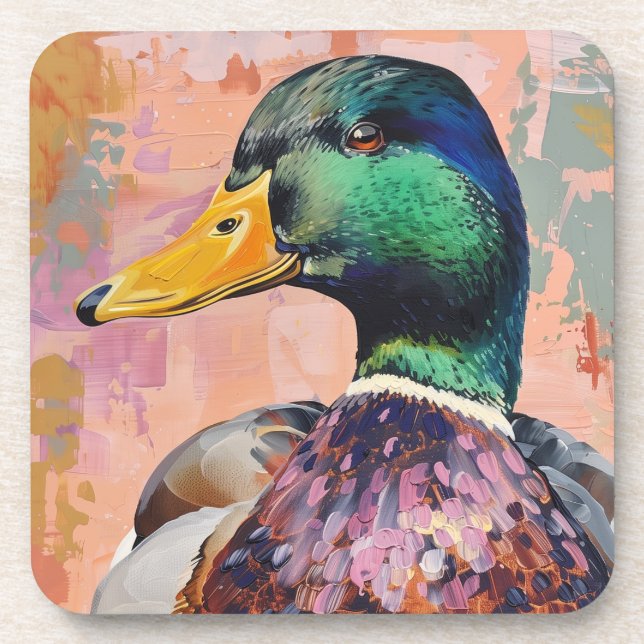 Oh Duck! - Modern Mallard Duck Art Coasters (Front)