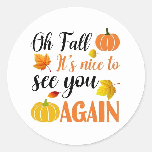Oh Fall it is nice to see you again Classic Round Sticker (Front)