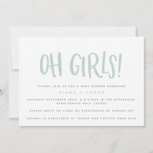 Oh filles twin baby shower invitation