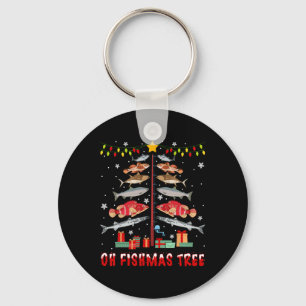 Oh Fishmas Tree Fishing Fisherman Christmas Xmas F Keychain
