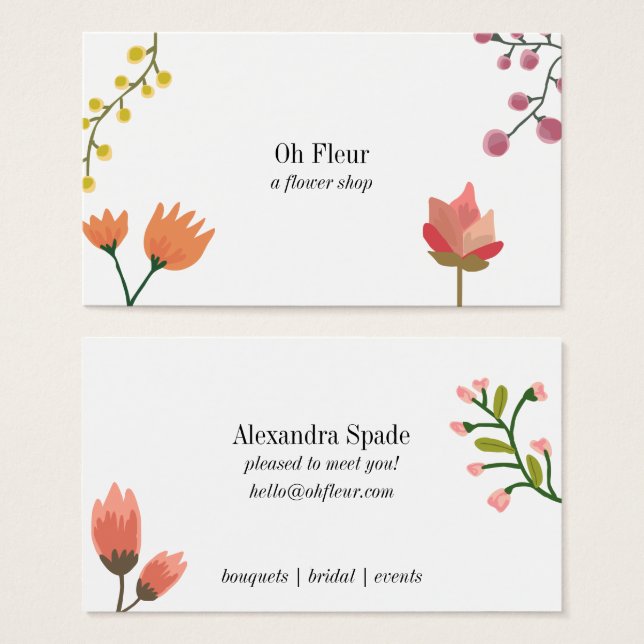 Oh Fleur Flower Shop Business Card (Front & Back)