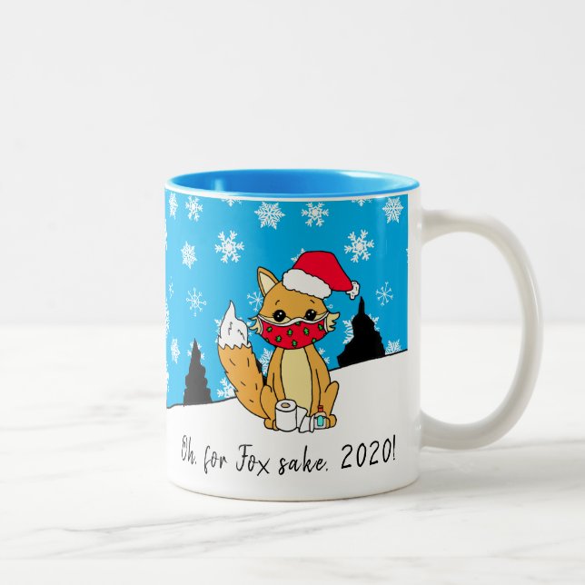 Oh for Fox Sake, 2020, Funny Christmas Two-Tone Coffee Mug (Right)