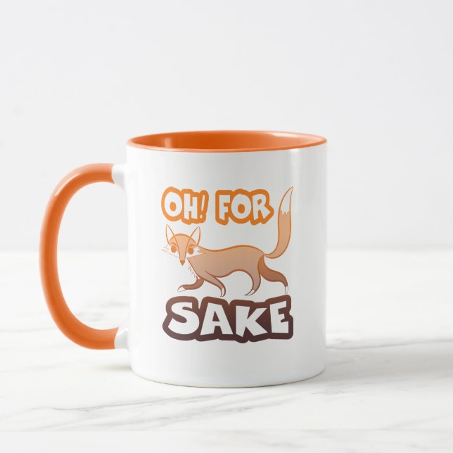 Oh! For Fox Sake Funny Typography Cute Fox Mug (Left)