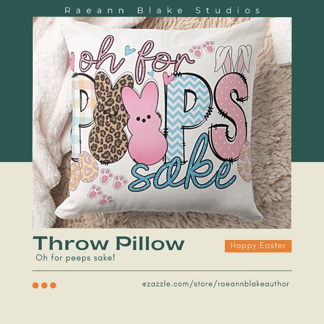 "Oh For Peeps Sake" Easter Square Throw Pillow (Creator Uploaded)