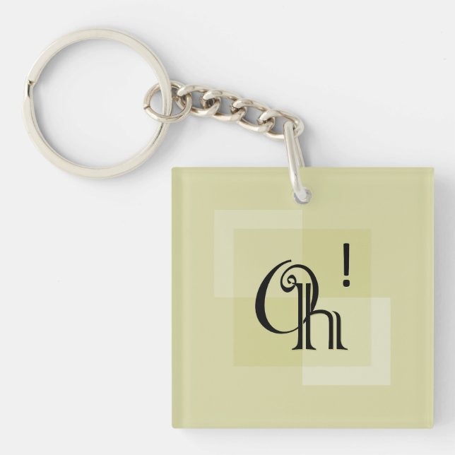 Oh! Fun Surprise Modern Minimalist Artwork, Yellow Keychain (Front)