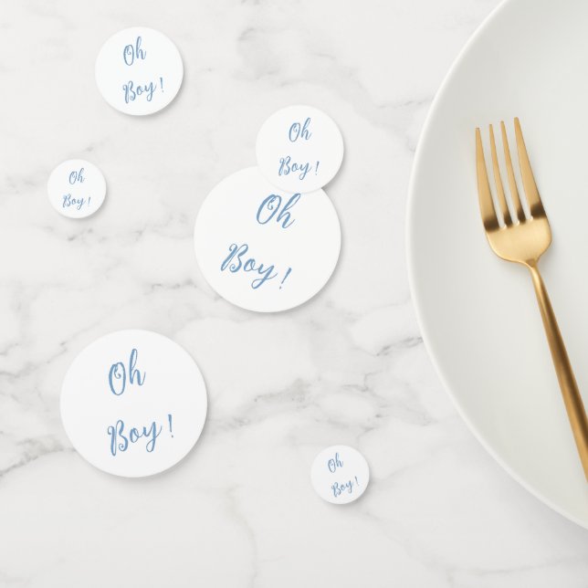 Oh garçon baby shower simple confetti bleu (Groupe)