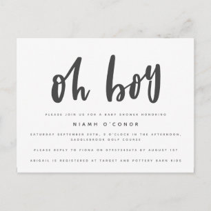 Oh garçon carte de faire-part de baby shower.