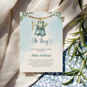 Oh garçon Invitation Baby shower - Aquarelle tenue